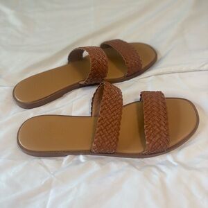 Madewell Brown Leather Sandals with Woven Detail